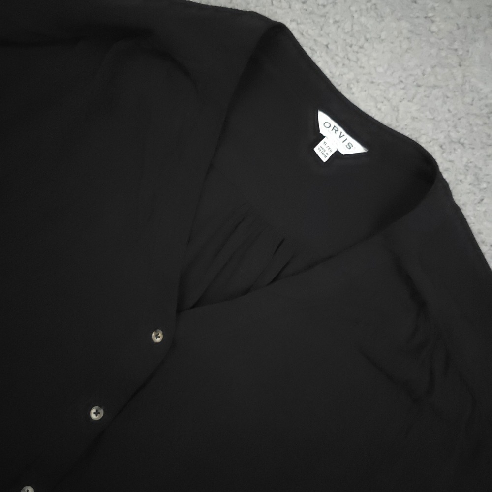 Orvis Button-Up Top V-Neck Short Sleeve Classic‎ Collection Black XL